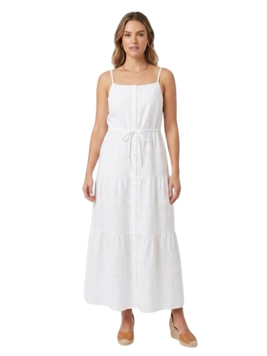 J Mclaughlin Dresses & Skirts - J.McLaughlin Ruth Tiered Maxi Dress Sz M White Romantic Soft Girl Hamptons Boho